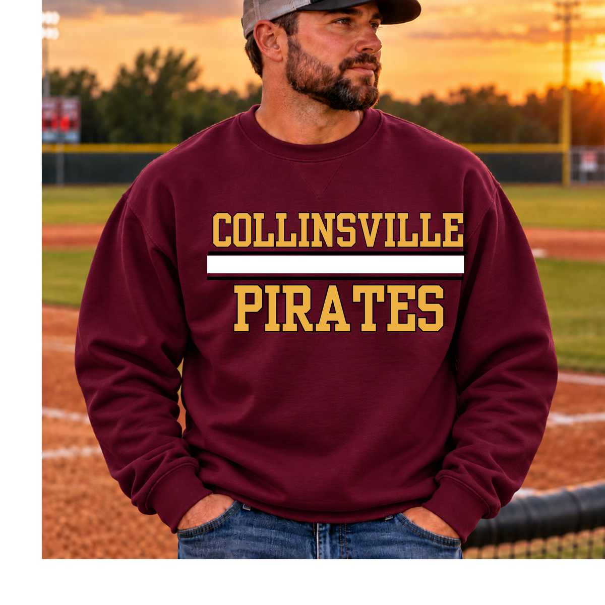 Collinsville Pirates-  Maroon Sweatshirt