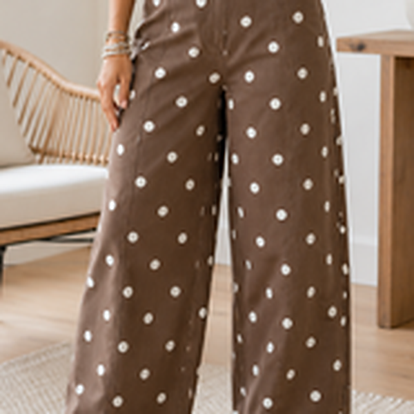 Brown Polka Dot Barrel Jeans