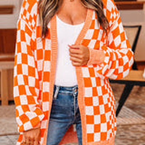 Checkered Cardigan - Orange