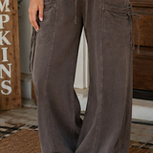 Dark Brown Mineral Wash Cargo Pants