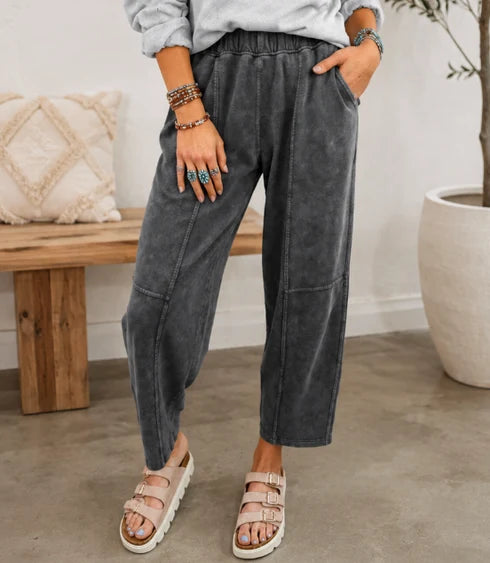 Gray Mineral Wash Pants