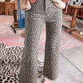 Leopard Frayed High Waist Jeans