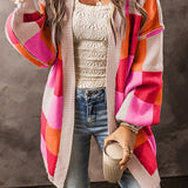 Multicolored Checkered Cardigan