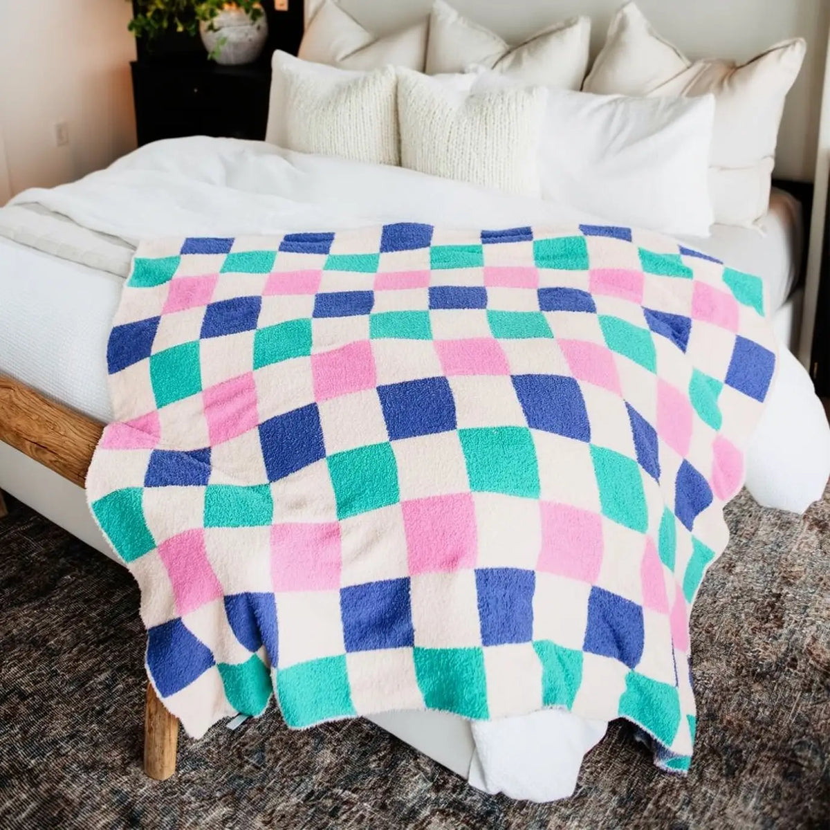 Multicolored Checkered Oversized Blanket