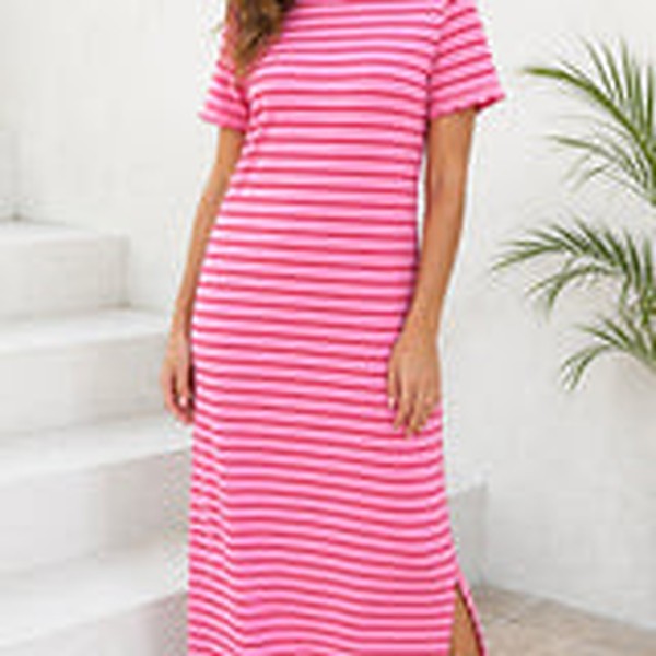Rose Stripe Scallop Dress