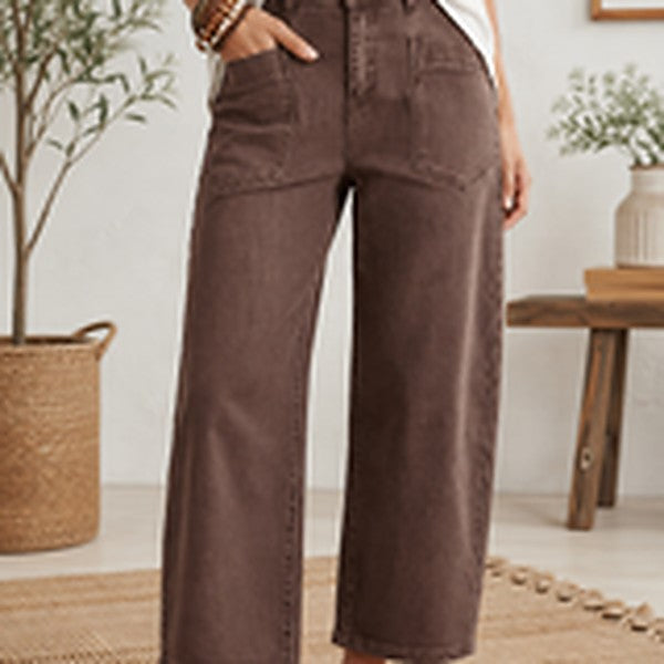Square Barrel Jeans - Coffee