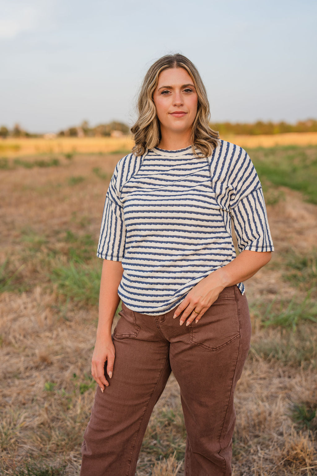 Stripe Knit Top - Blue