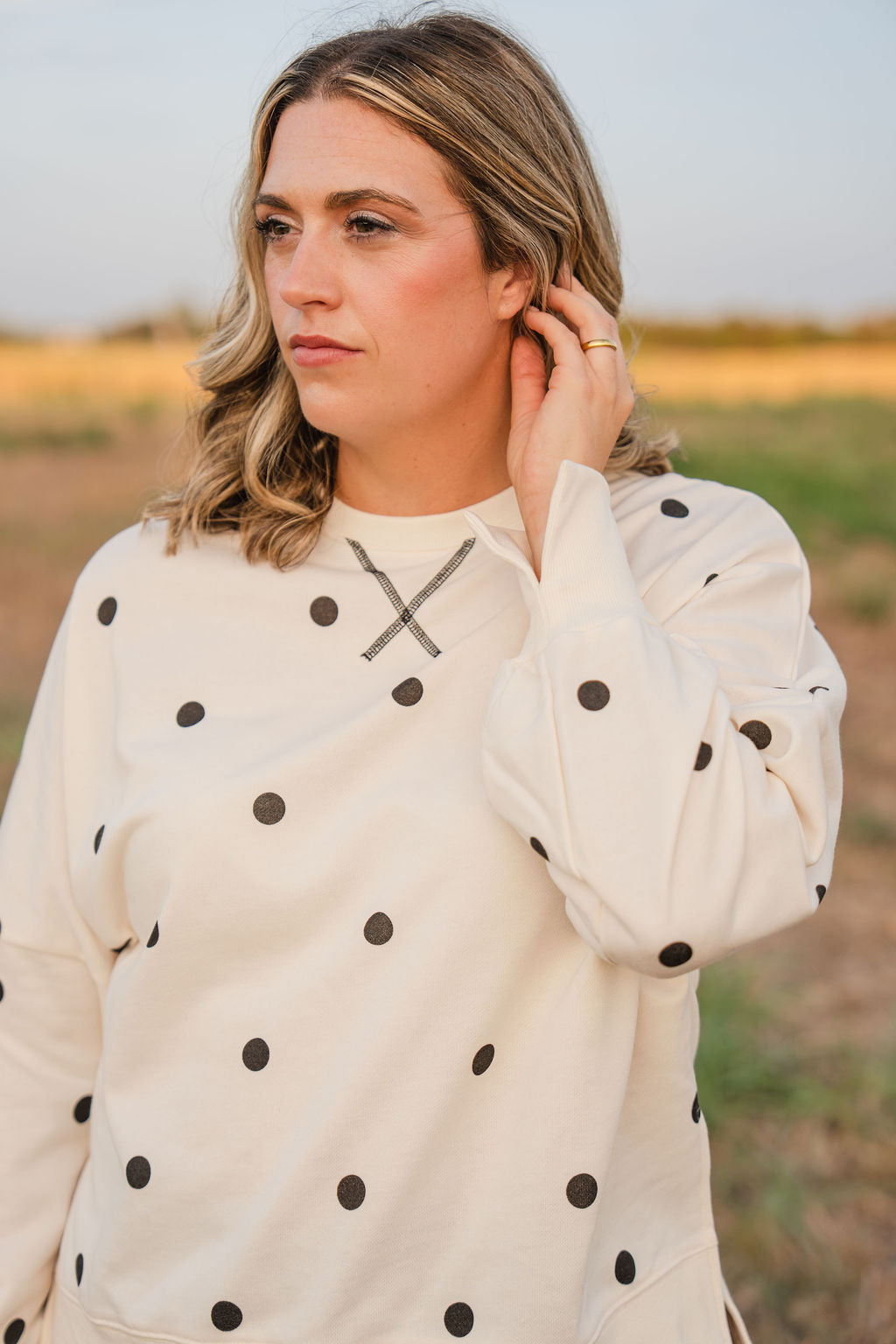 French Chic Polka Dot Casual Cozy Sweatshirt