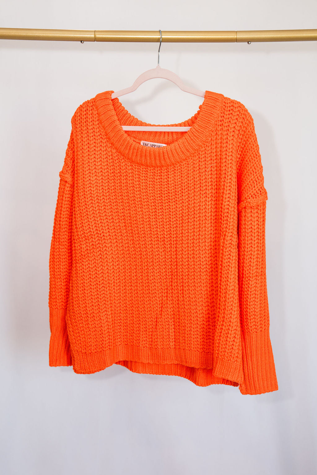 Orange Ribbed Chunky Sweater