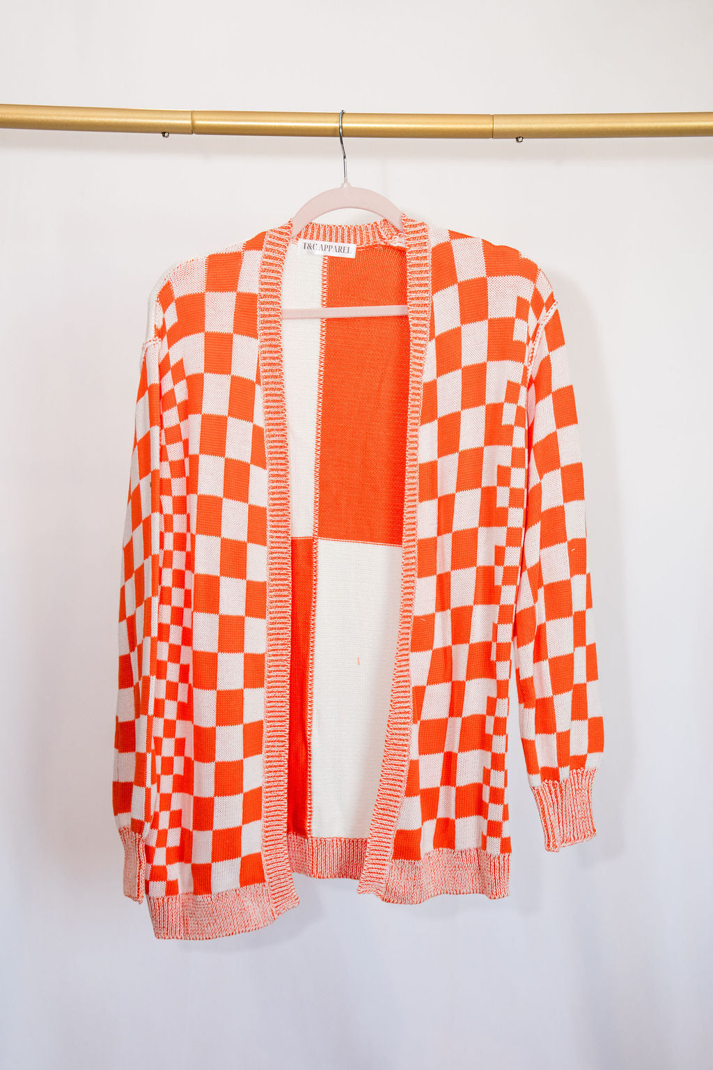 Checkered Cardigan - Orange