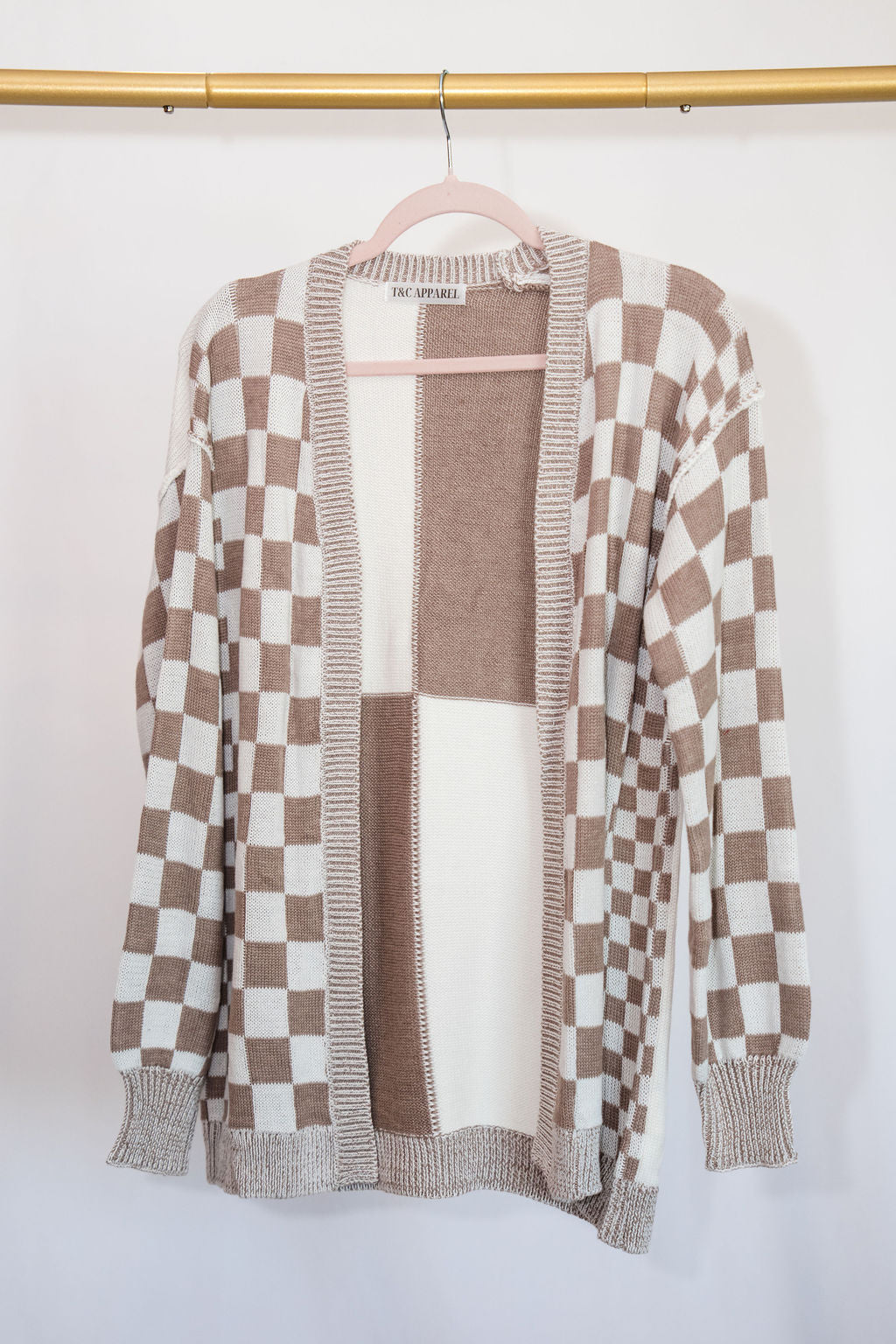 Checkered Cardigan - Brown