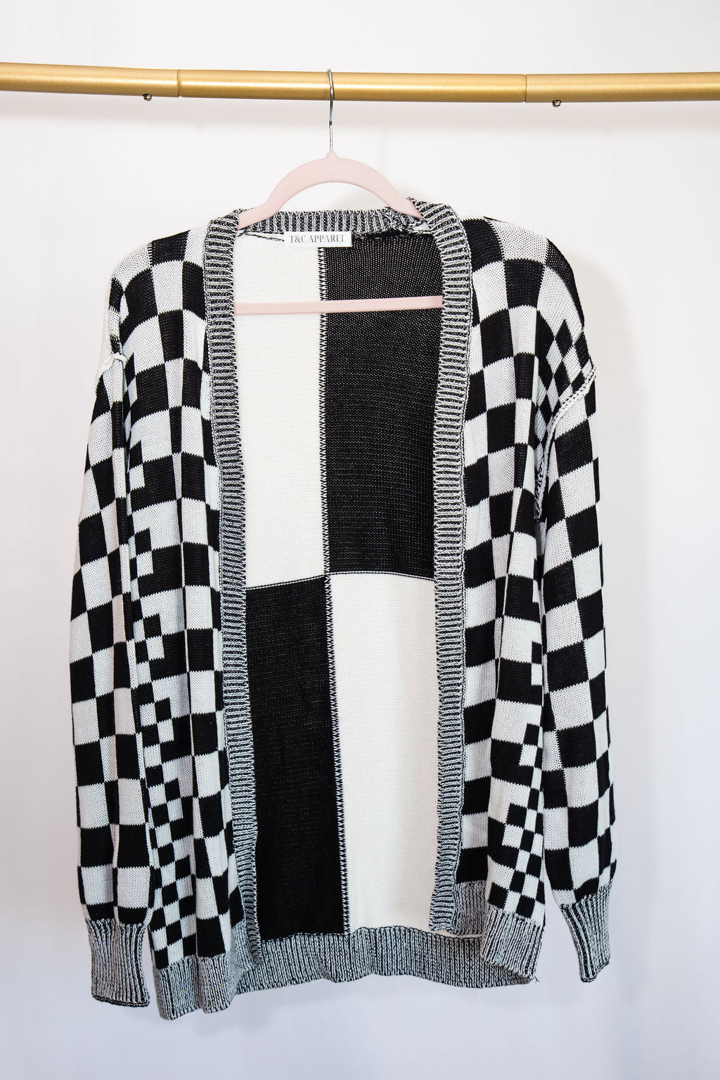 Checkered Cardigan - Black