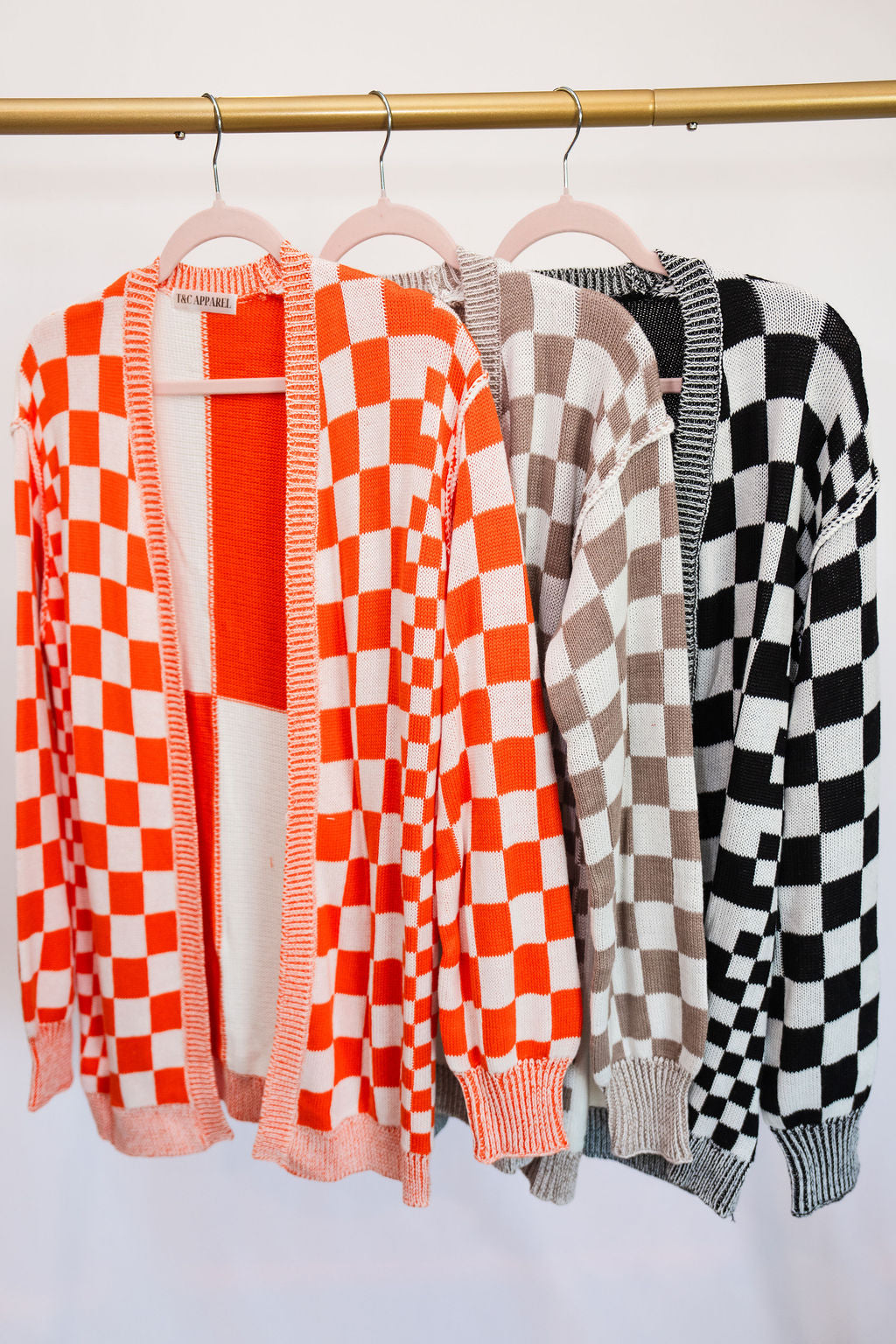 Checkered Cardigan - Orange