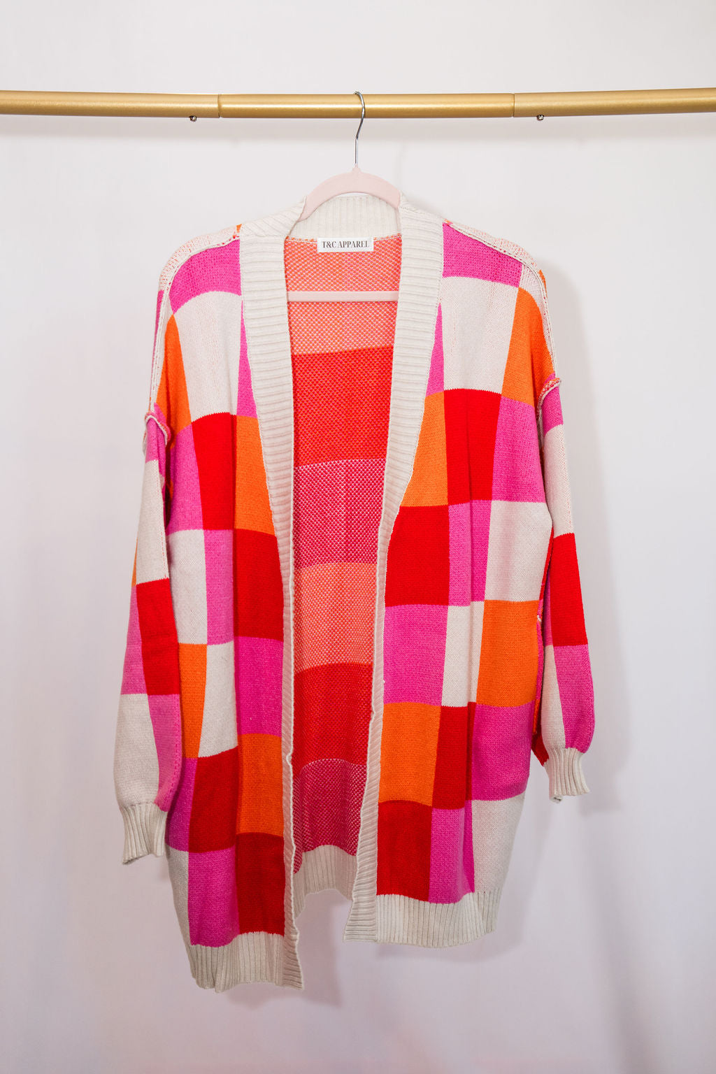 Multicolored Checkered Cardigan
