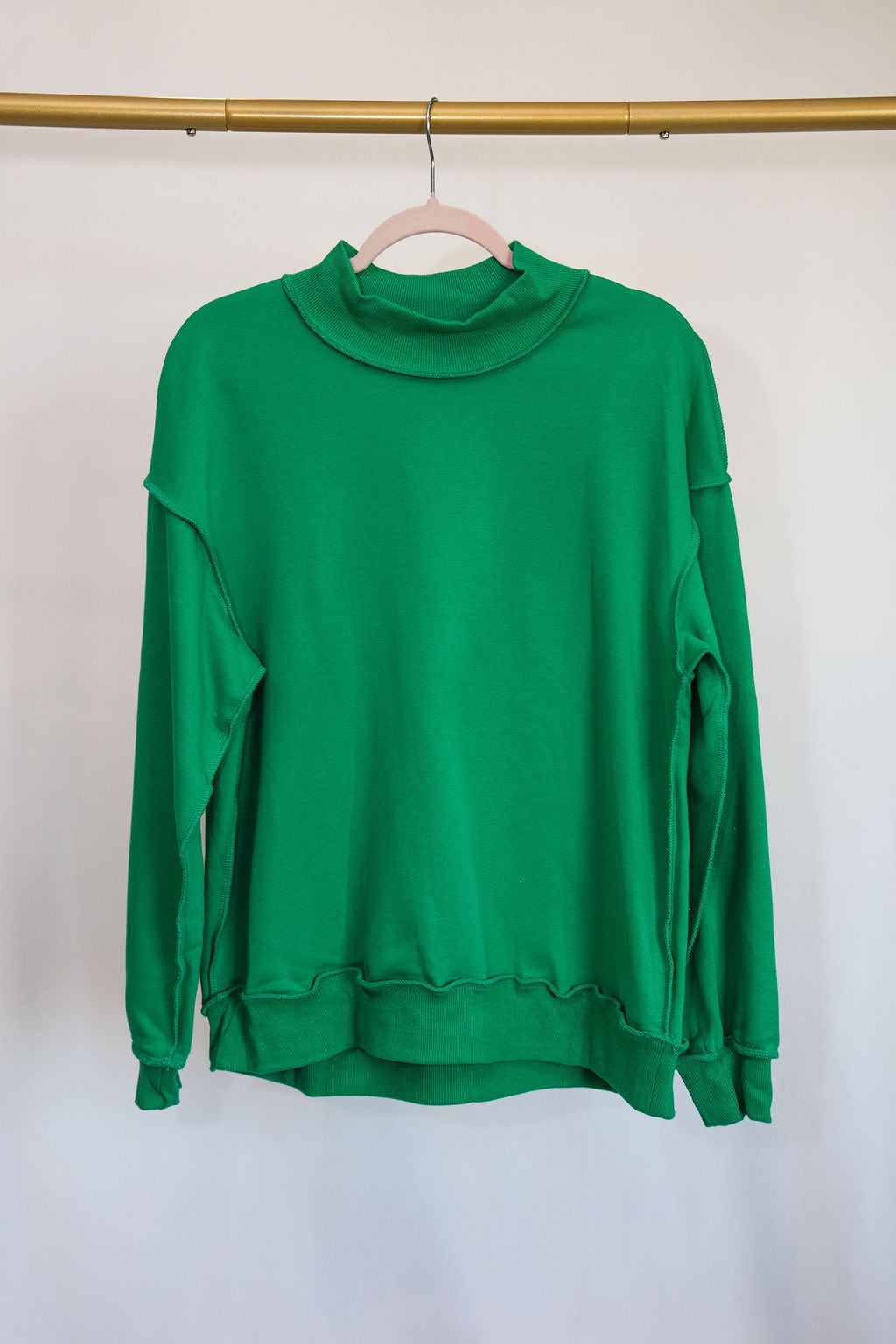 Oversize Reversible Mock Neck- Green