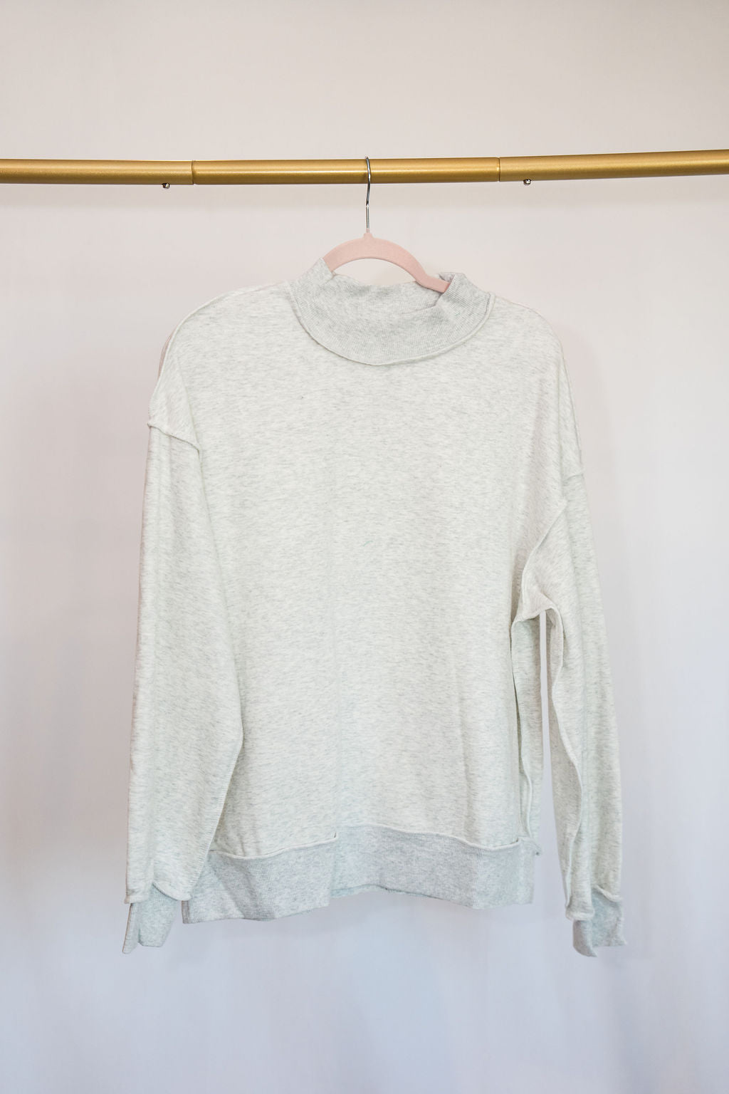 Oversize Reversible Mock Neck- Light Gray