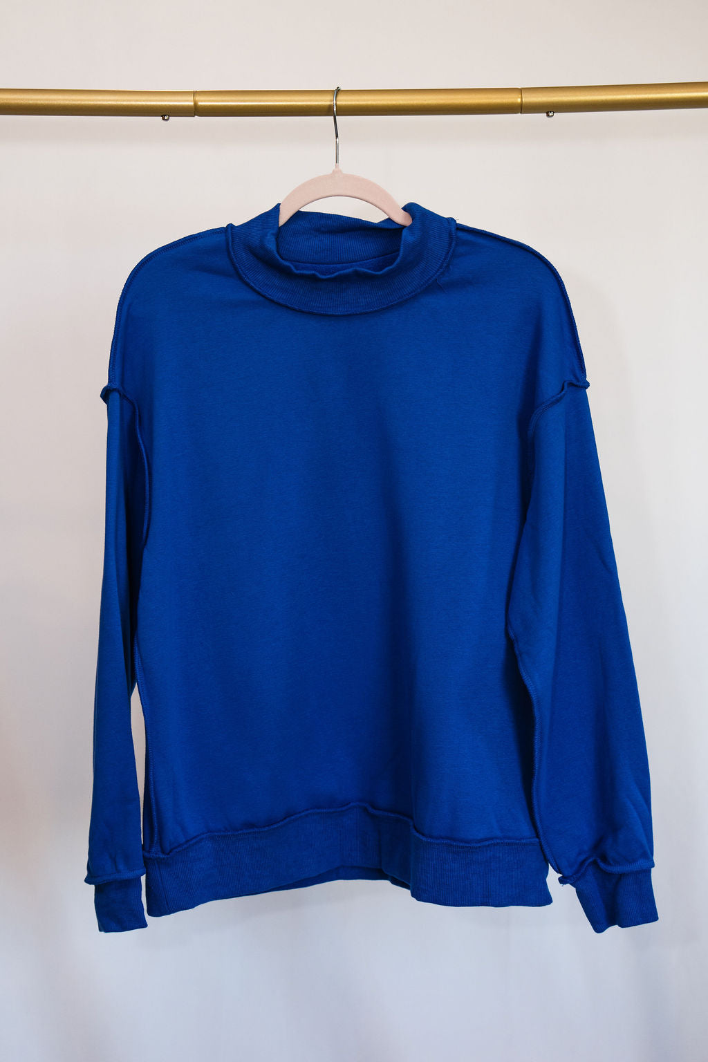 Mock Neck Pullover Sweatshirt- Dark Blue