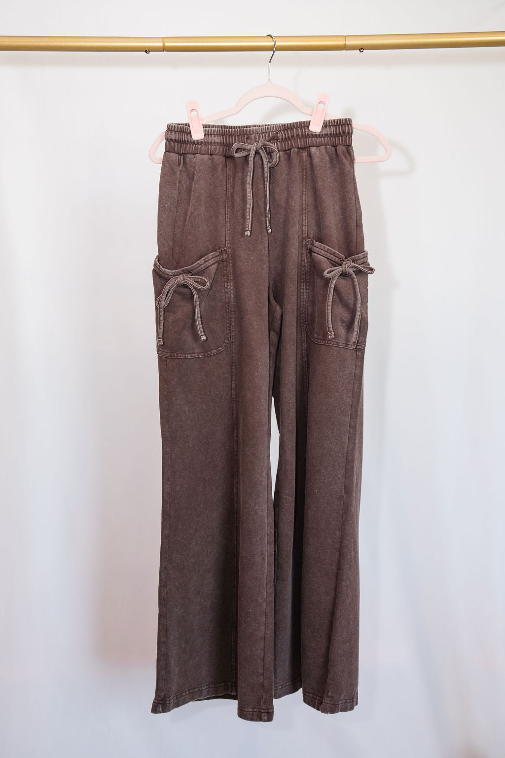 Dark Brown Mineral Wash Cargo Pants