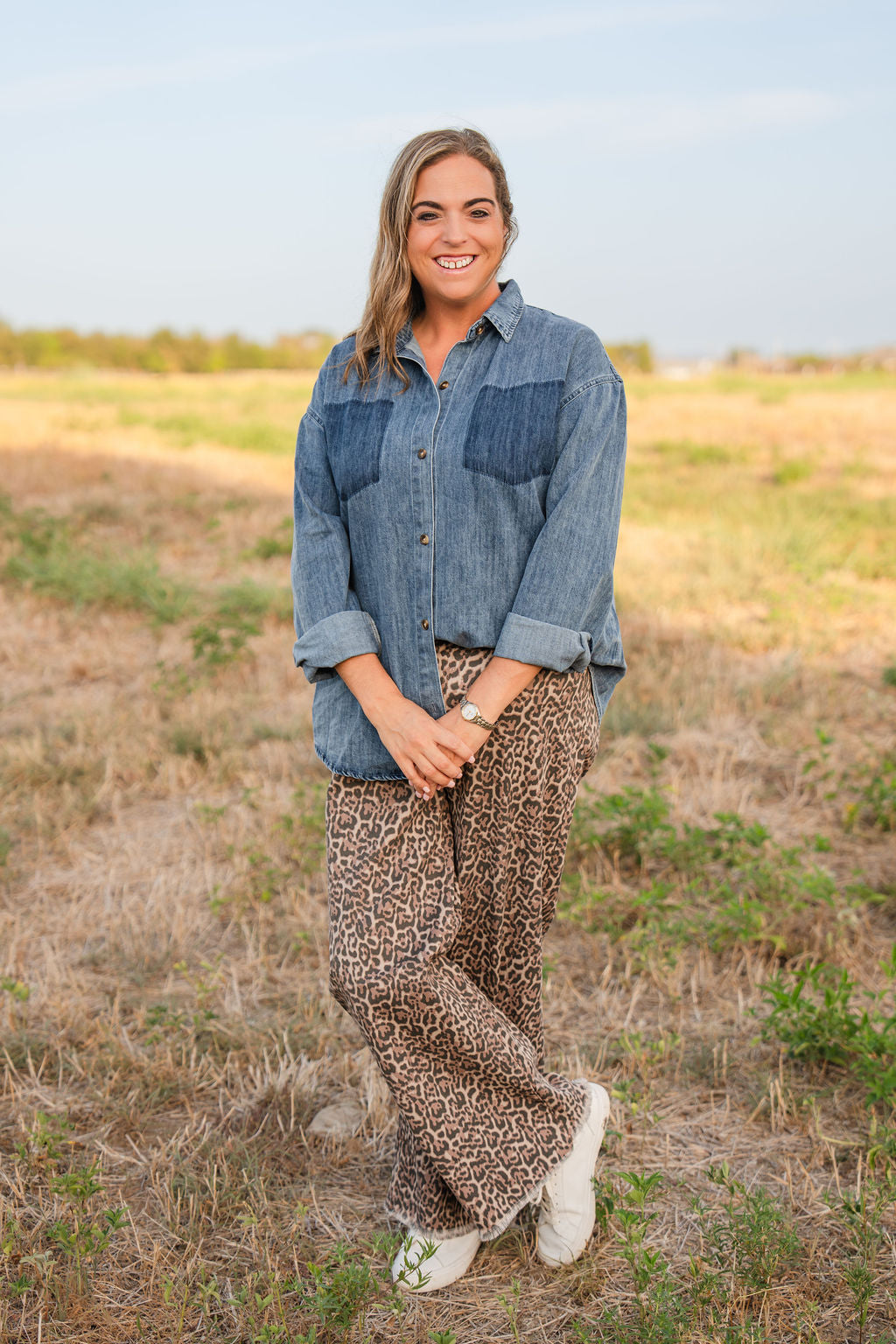 Leopard Frayed High Waist Jeans