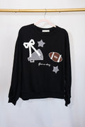 Gingham Game Day Black Sweater